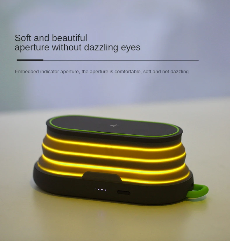 

10W Foldable Wireless Charging Power Bank Night Light Outdoor SOS Light Mobile Phone Holder 4 In 1 for iPhone Huawei Xiaomi