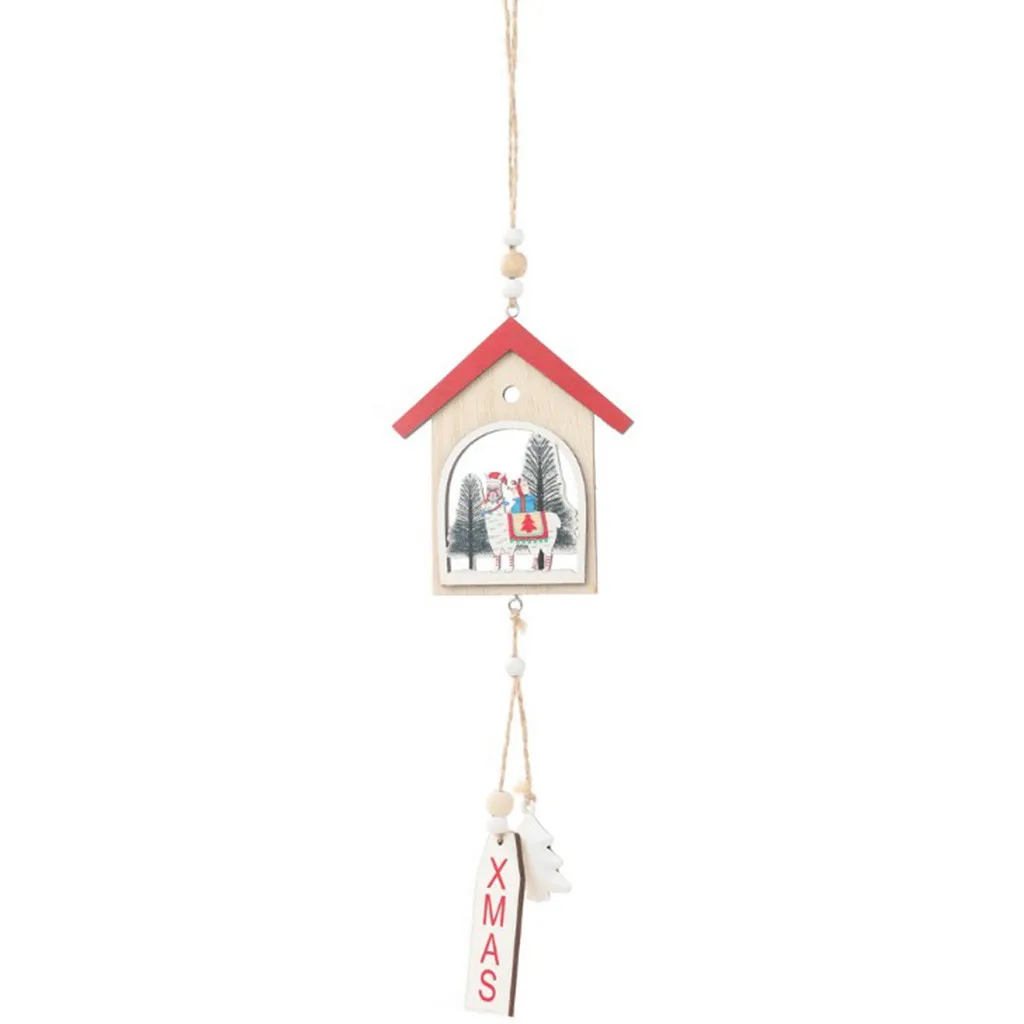 New Year Natural Wood Christmas Ornaments Pendant Mini Cute Decoration Wrought Iron Home Wedding Decor | Дом и сад