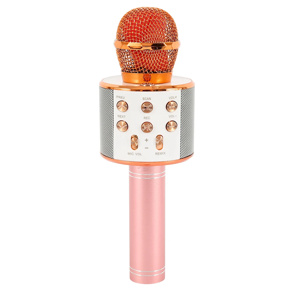 Rose Gold K-Song Bluetooth беспроводной микрофон динамик профессиональный ручной караоке микрофон музыкальный плеер для вокала, с рекордером KTV Mic - Цвет: Rose Gold