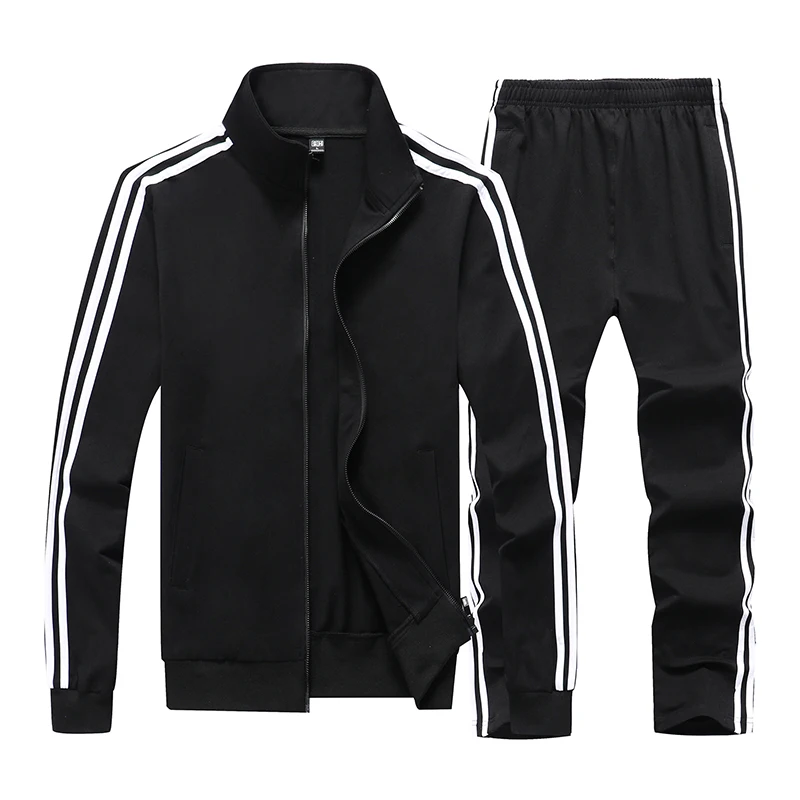 Спортивный костюм мужской полосатый свитер с воротником-стойкой однотонный