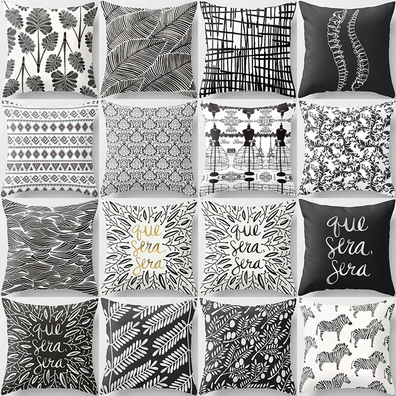 Красивая Черная белая серая подушка в художественном стиле с узором зебры