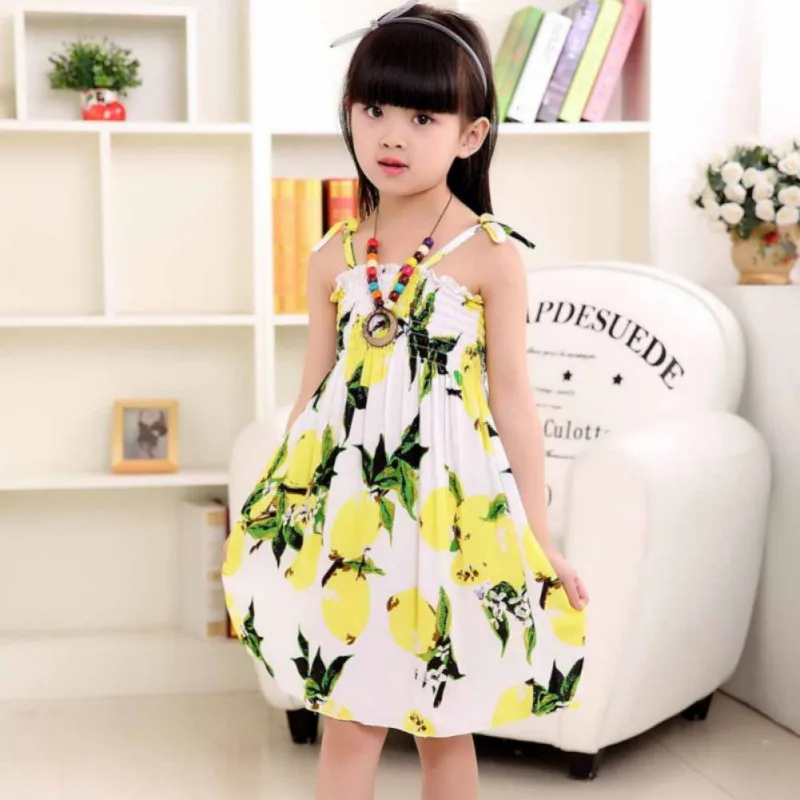 

Kids Girls Dress Summer Bohemian Suspenders Beach Sling Skirt Color Casual Fashion Flower Print