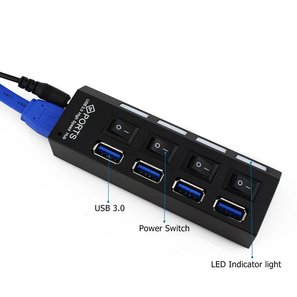 USB 3 0 концентратор высокой скорости питания ed 4 порта сплиттер адаптер все в одном
