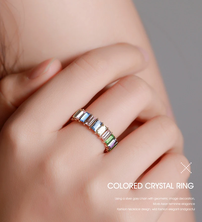 Классическое Обручальное кольцо с кубическим цирконием цвета радуги для женщин