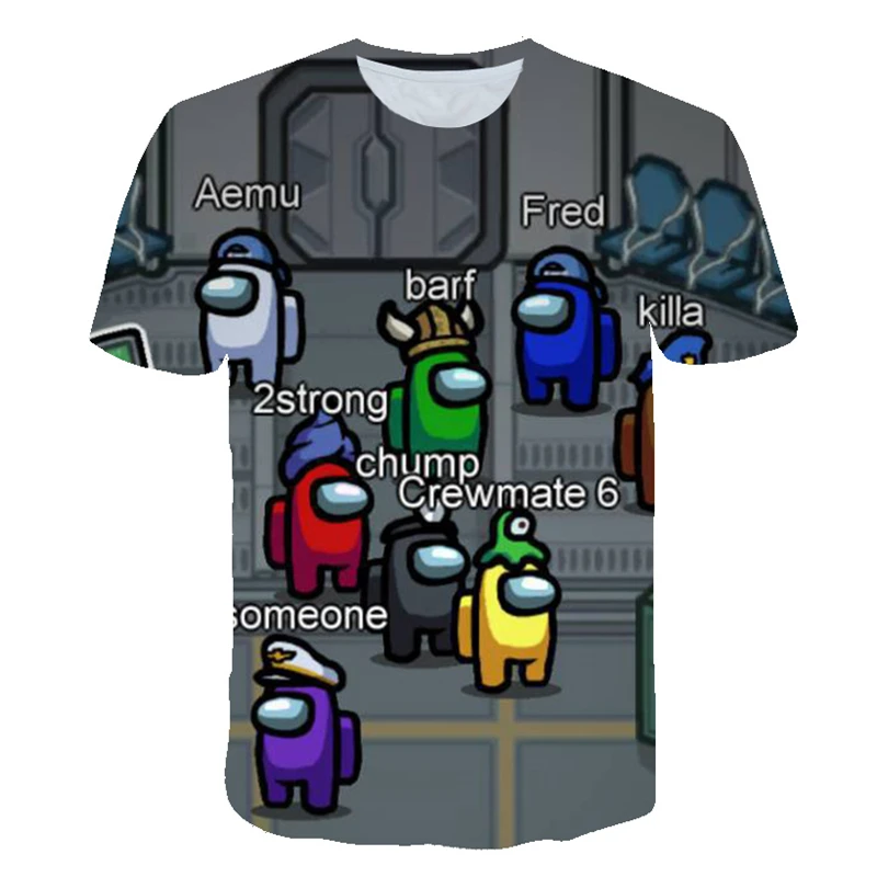 

2021 summer 3D printing quick-drying game boys and girls O-neck T-shirt boys game impostors funny cartoon anime T-shirt casual