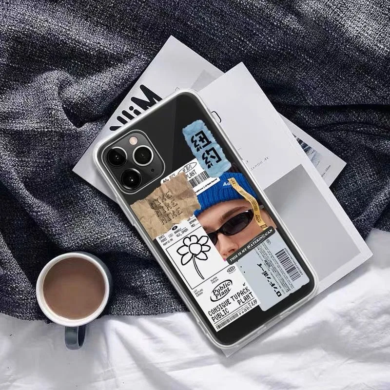 Модный силиконовый мягкий чехол в свободном стиле с этикеткой уличный дизайн для