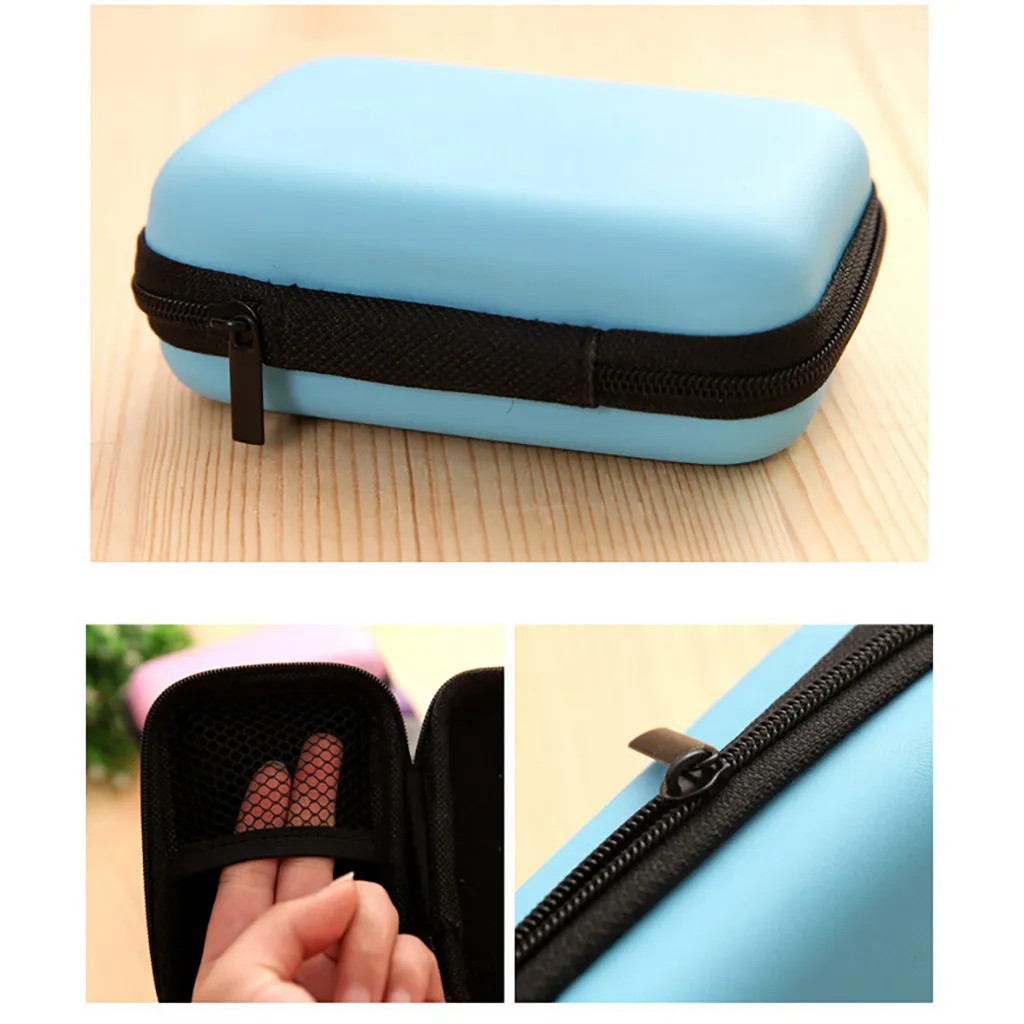 Жесткий мини чехол на молнии для наушников креативная кожаная сумка хранения