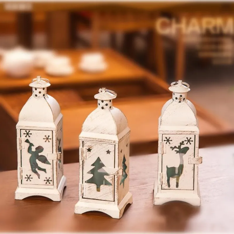 

European Christmas Candle/Deer/Angel Iron Wind Lantern Candle Holder Lantern Wedding Props Candle Holder Christmas Decorati