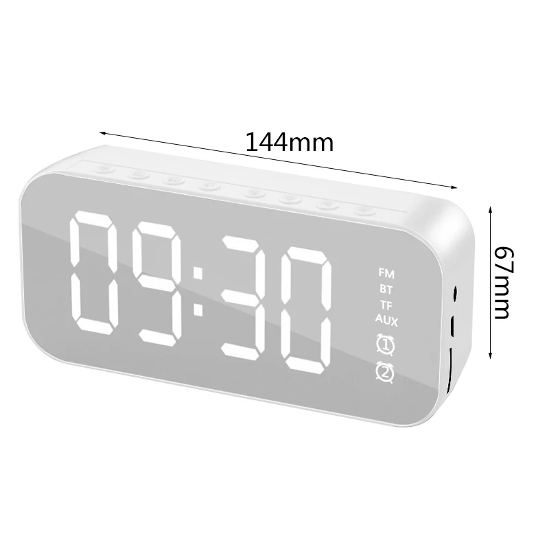 

Mirror Alarm Clock Bluetooth Speaker Digital Display LED Wireless Subwoofer Music Player Alarm Clock Table Clock Home Dacoration
