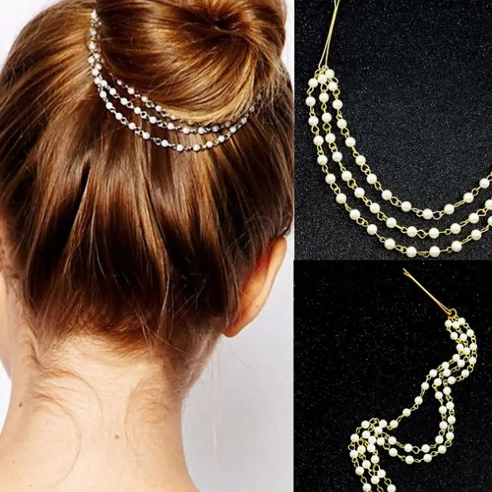 Ободок для волос многослойный Женский модный обруч с бахромой жемчужинами