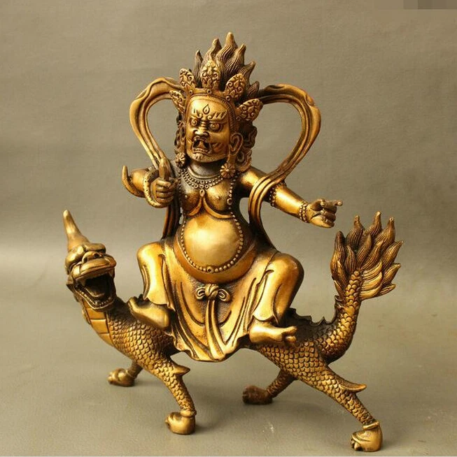 907 + 8 &quotтибетская бронзовая позолота Бог белая мантра Будда езда статуя дракона |