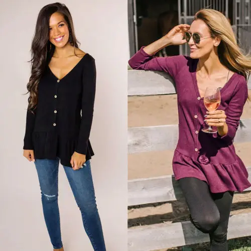 Женские Весенние футболки с длинным рукавом свободные camiseta feminina глубоким v