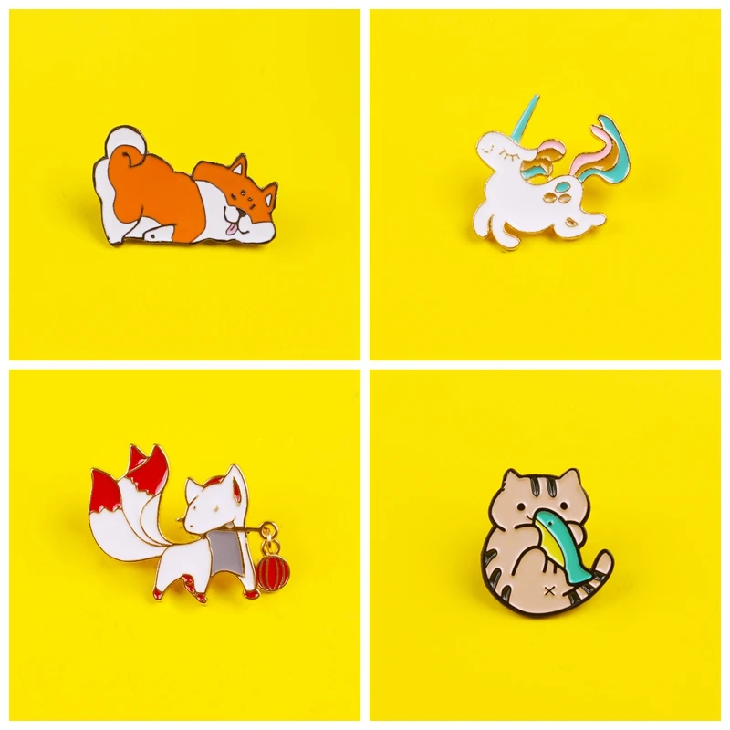 Animal Series Set Cat Pin Metal Badges On Clothes Anime Icons On The Backpack Set Lapel Pin Bag Badge Gifts Enamel Pins Jewelry