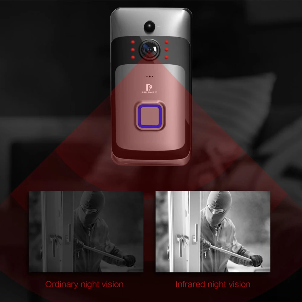 Pripaso 720P Wifi дверной звонок камера Умный 1 МП Camara домашняя сигнализация