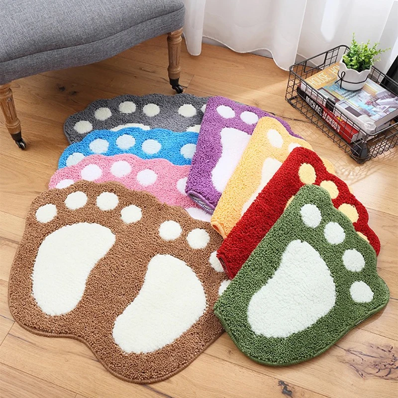 foot pattern floor mat bathroom door anti slip mat absorbent toilet floor mat household door carpet bedroom toilet kitchen mat free global shipping