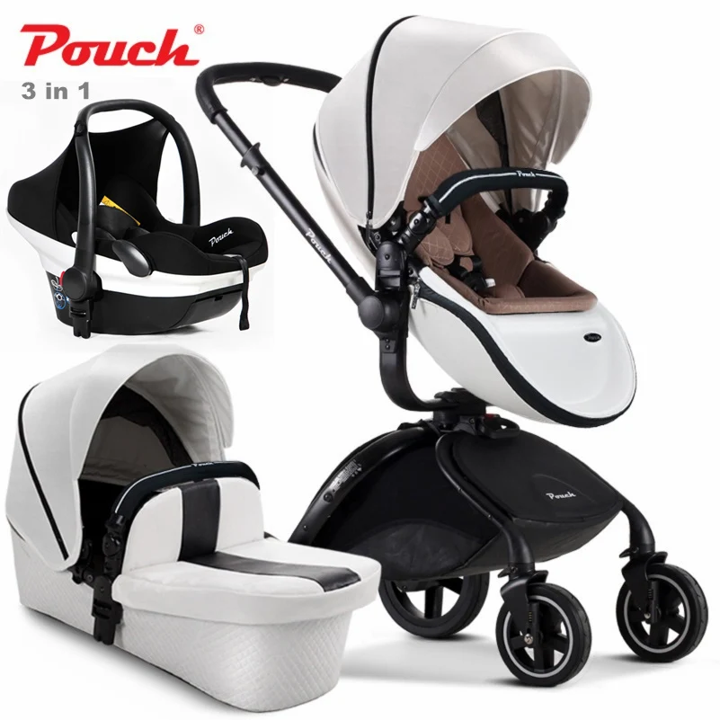 Роскошная Коляска 2 в 1/3 в 1 коляска Puchair+ Независимый спальную корзинку+ безопасное автокресло, роскошные детские коляски. 3 в 1 тележка - Цвет: 3 in 1 White WH