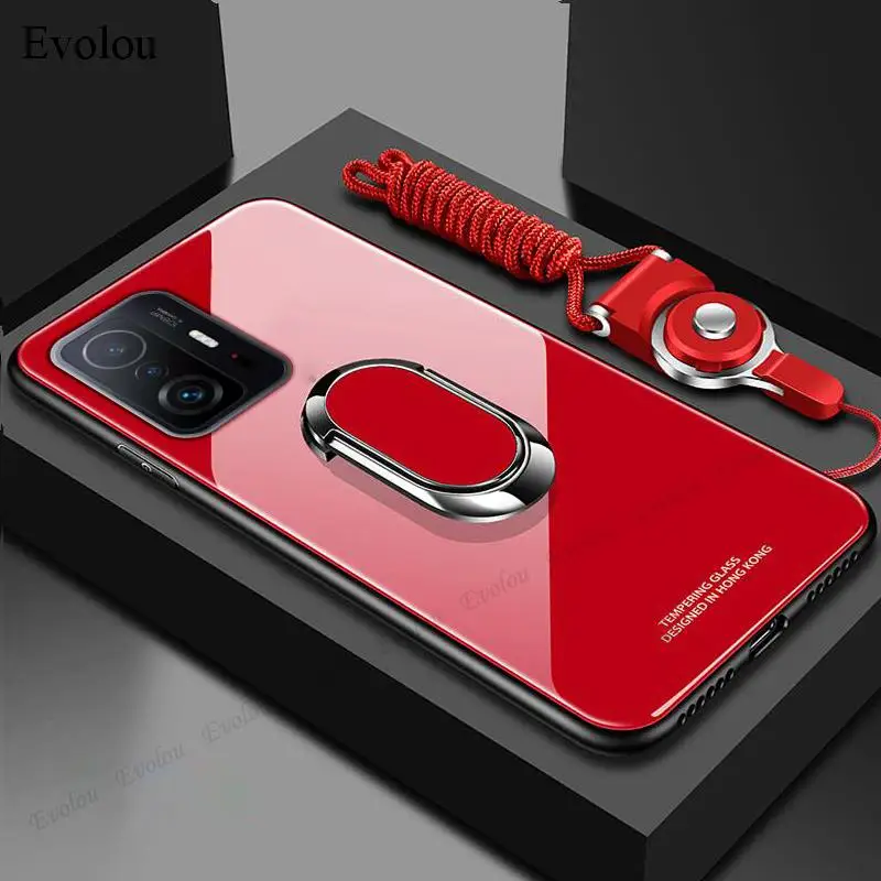 For Xiaomi Mi 11T Pro Cases Magnet Ring Stand Phone Case For Mi 12 Pro 12X 11i 11 Ultra Civi Mirror Tempered Glass Back Cover