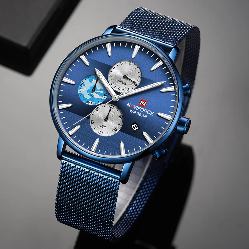Naviforce мужские часы ультра тонкие синие модные кварцевые 2019 люксовый бренд s