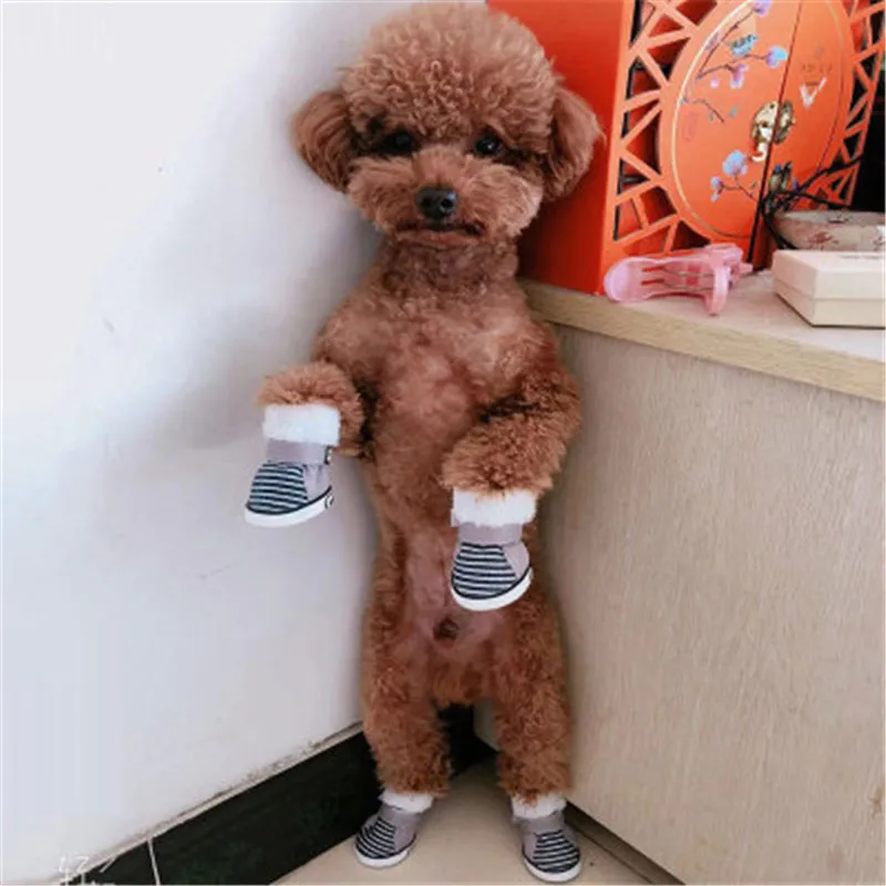 4 шт для питомцев зимний теплый ботинки щенок Смешанный хлопок теплая зимняя