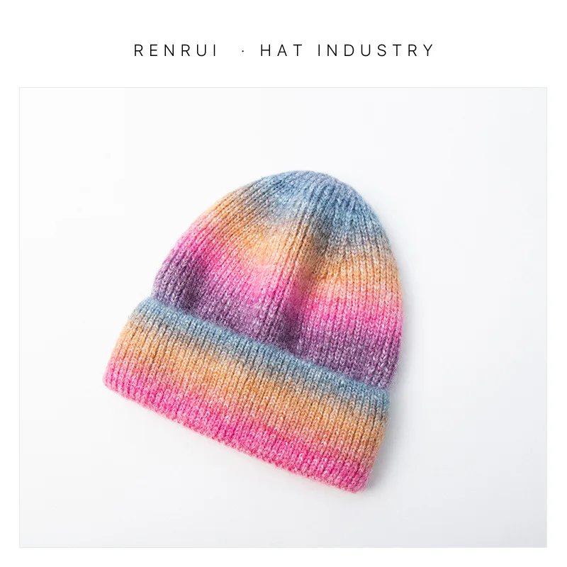 

Women knitted Winter Hat female Warm Rabbit fur beanie Girls Solid Bonnet women Skullies beanies Soft Hats wool beanies