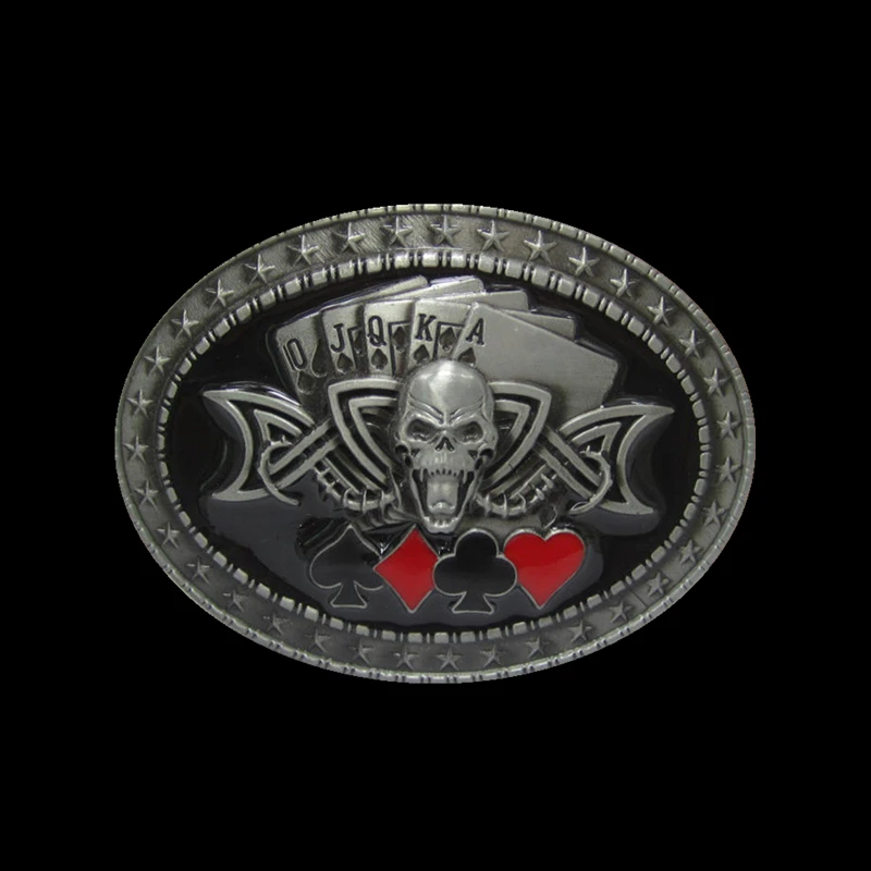 Lucky Gambling Skull Belt Buckle Men's Clothing Accessories Suit 4cm Cool Oval Punk Rock Leather Crafts Waist Ceinture | Дом и сад