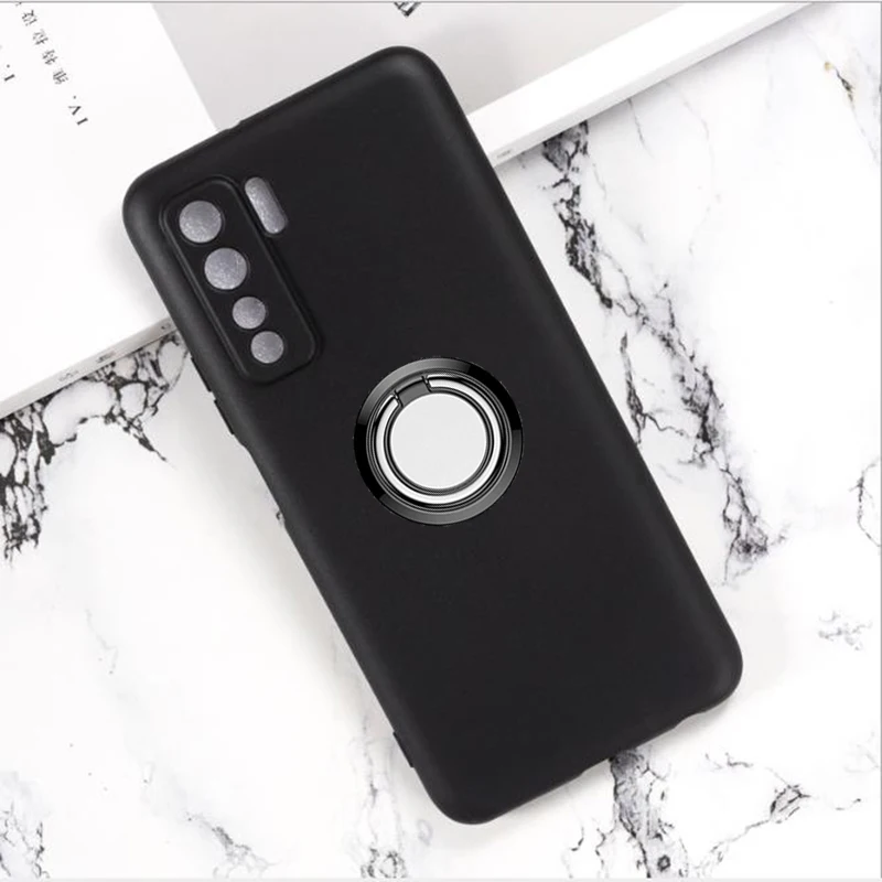 Для Huawei Nova 7 SE 5G CDY-AN00 CDY-NX9B задняя крышка кольцо держатель Кронштейн чехол для телефона TPU Мягкий силиконовый Бампер анти капля основа