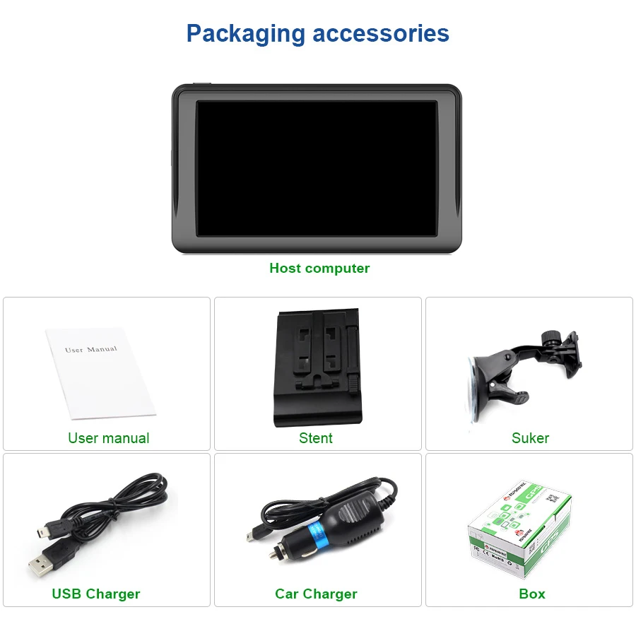 TOPSOURCE 7&quot Spain Android Car GPS Navigation Europe Usa Uk Truck gps Navigator WiFi 512M 16GB Russian map For Navitel | Автомобили и