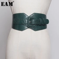 eam black split joint brief pu leather wide belt personality women new fashion tide all match spring autumn 2021 1b370