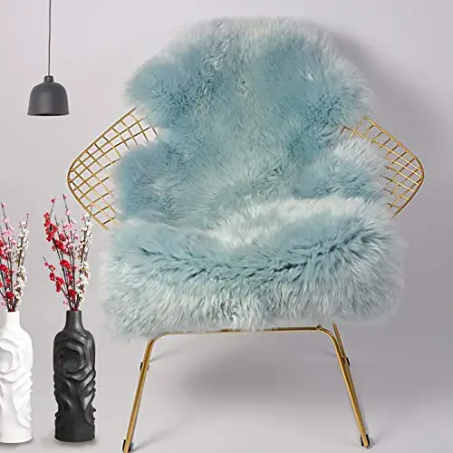 Tiffany Blue HUAHOO чехол для сиденья из натуральной овчины ковер из натуральной овчины одеяло белый натуральный мех(1 P/2ft x 3ft - Цвет: Tiffany Blue