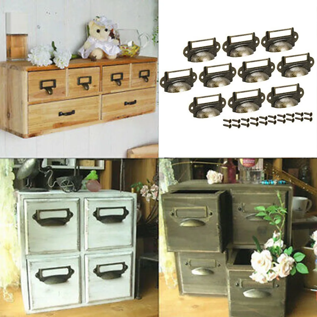 

10pc Antique Brass Drawer Label Pull Cabinet Frame Handle File Name Card Holder New And High Quality