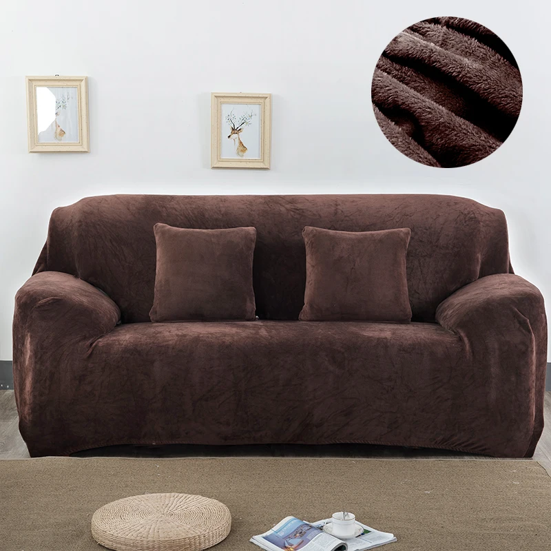 Плюшевый чехол для дивана однотонный современный стрейч утолщенный чехлы