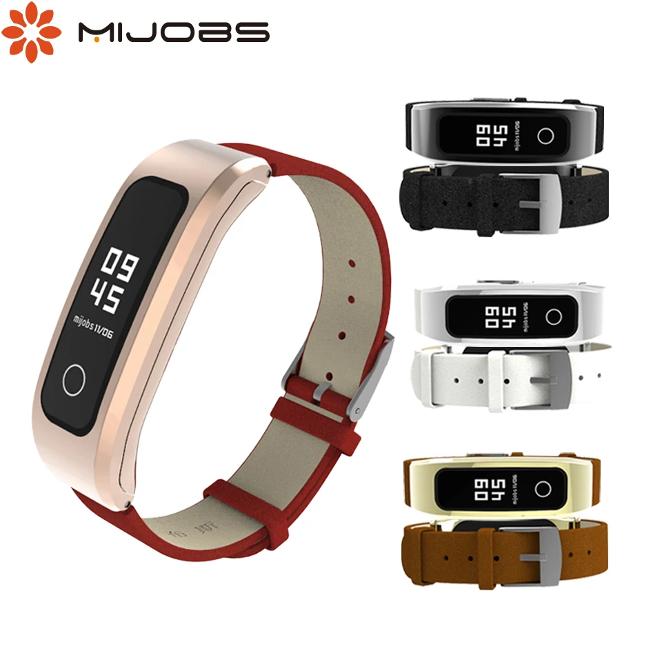 Mijobs пояса из натуральной кожи ремешок для huawei Honor Band 4 бег ремешок часы браслет для Honor Band 4 бег умный Браслет