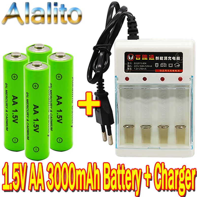 Аккумуляторная батарея AA 3000 1 5 В аккумуляторная мА/ч Ni MH 2A + зарядное