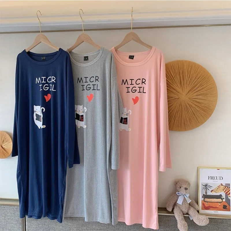 

2020 Spring Autumn Women Nightdress Long Sleeve Cute Home Nightwear Home Service Sleep Tops Sleepwear Women Night Gown