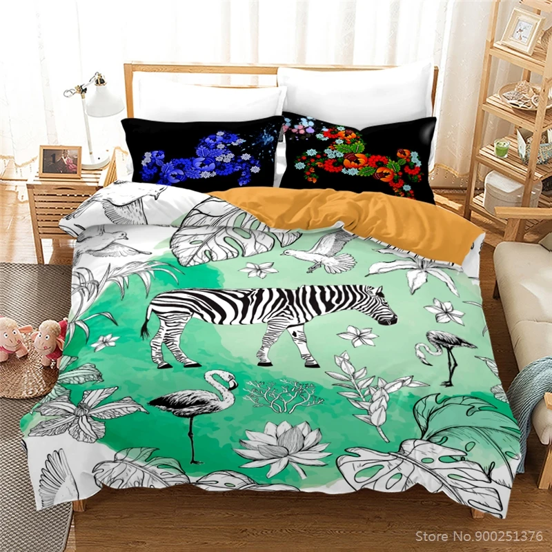 

Horse Cow Animals 3D Cartoon Printed Bedding Set Soft Duvet Cover with Pillowcase Set Bed Linens Bedclothes for Kids Adults Gift