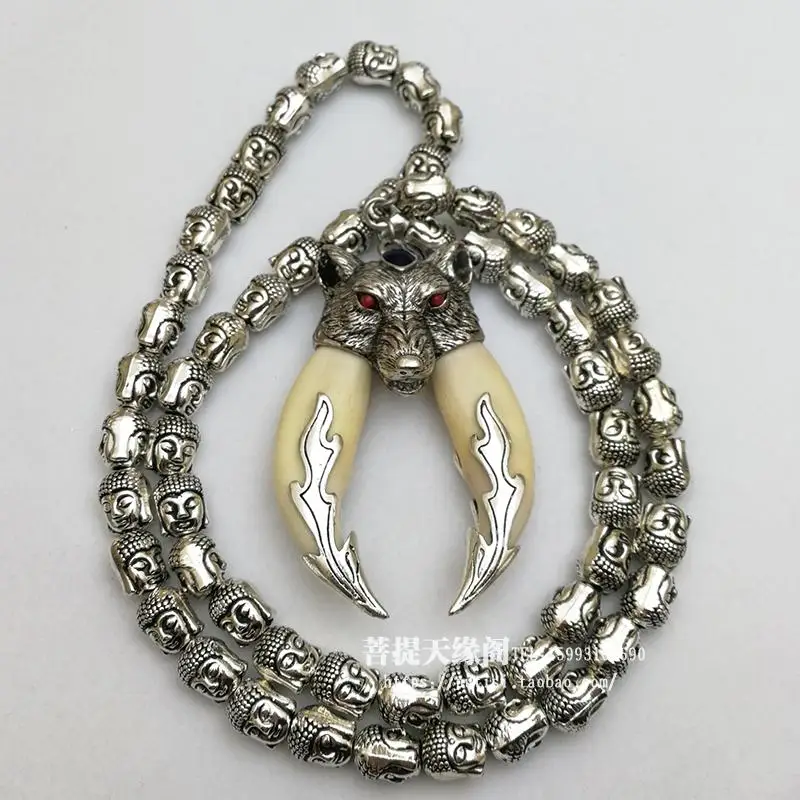 Кулон ожерелье волчий зуб точно собачьи зубы двойная упаковка Серебряная Защита