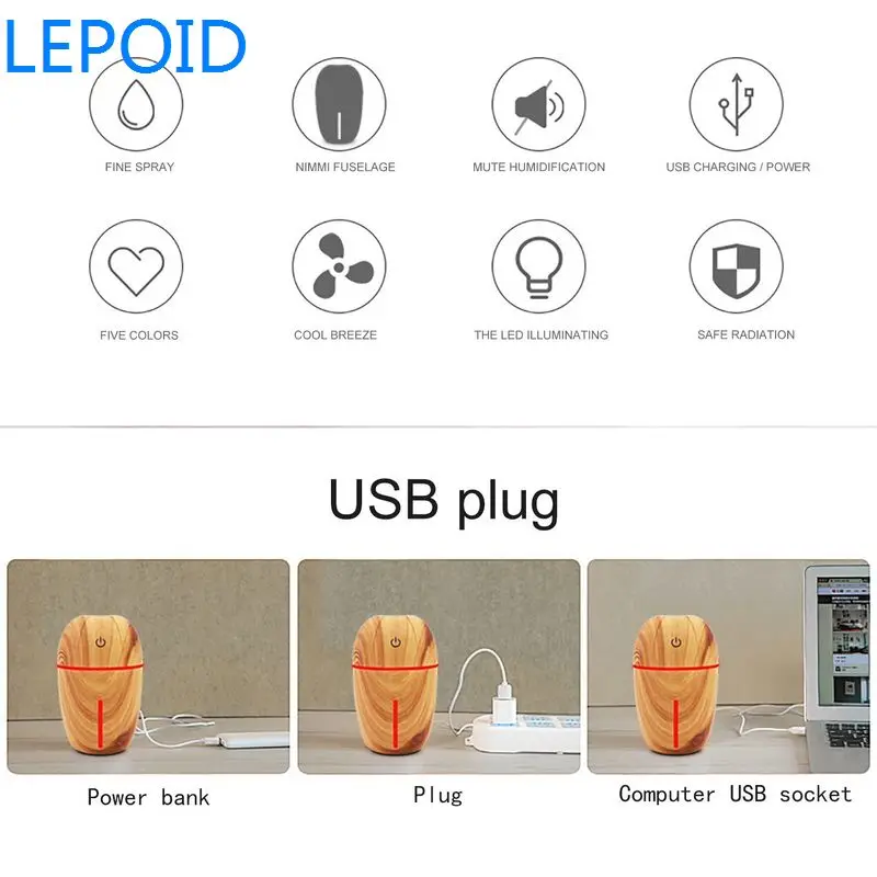 LEPOID USB увлажнитель воздуха Арома диффузор для эфирных масел ультразвуковой