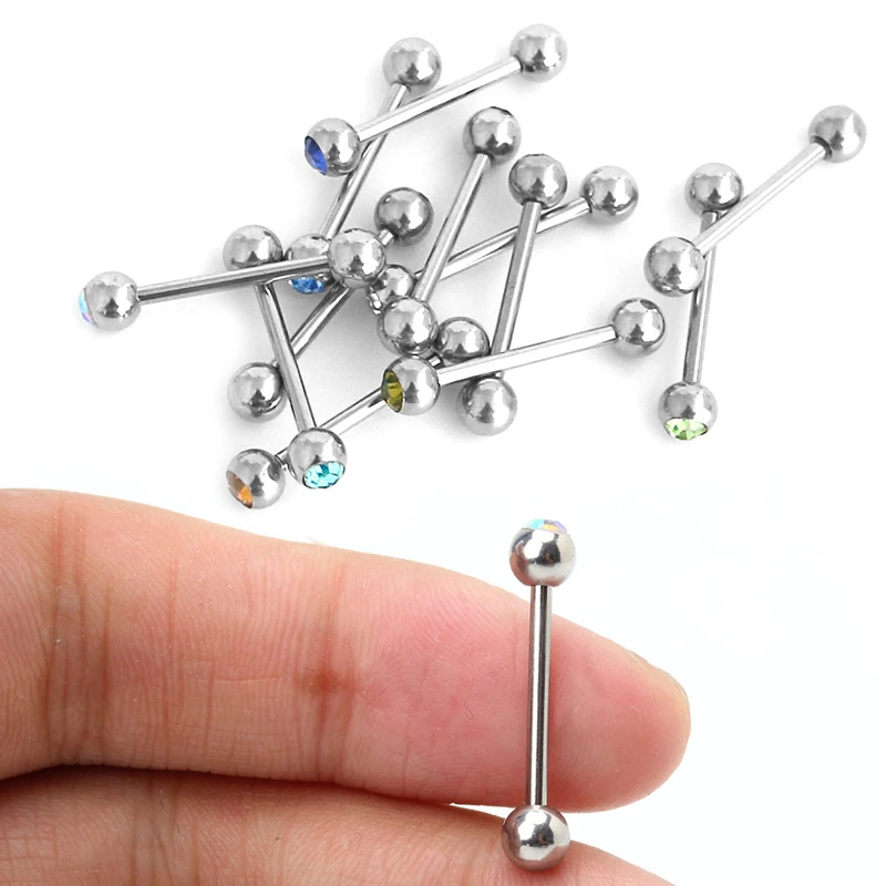 

12Pcs Multicolor Tongue Piercing Steel Barbell Ring Jewelry