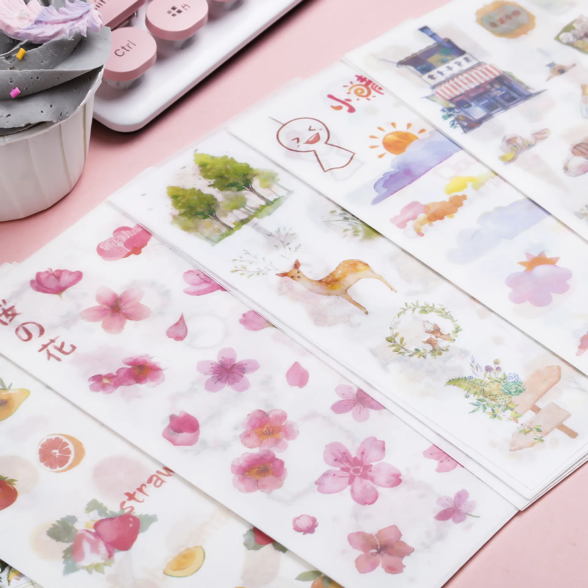 

6pcs Assorted Vintage Kawaii Phone Laptop Stickers Anime Diary Car Sticker for Children Keyboard Bullet Journal Stationery