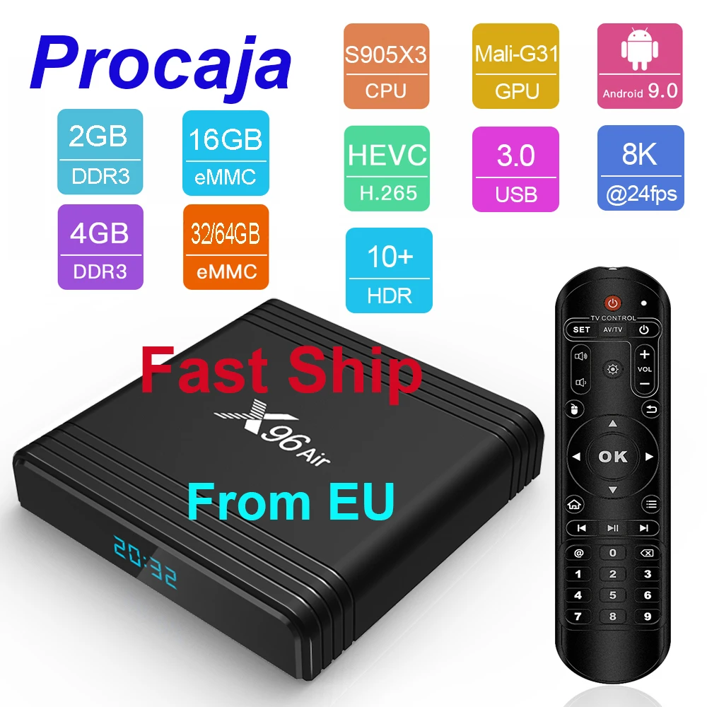 ТВ приставка Procaja X96 Air Android 9 0 2 + 4 ГБ 16/32/64 S905X3 ядра|ТВ-приставки и медиаплееры| |