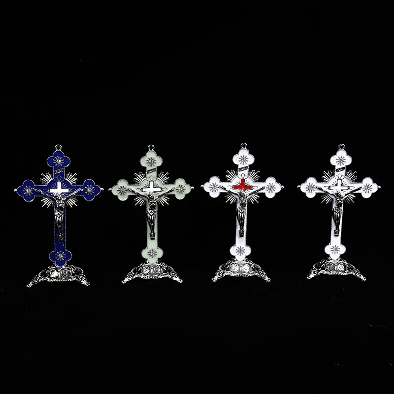 

Jesus Christ On The Stand Cross Wall Crucifix Antique Home Chapel Decoration Statue Figurine Religious Prayer Church Relics