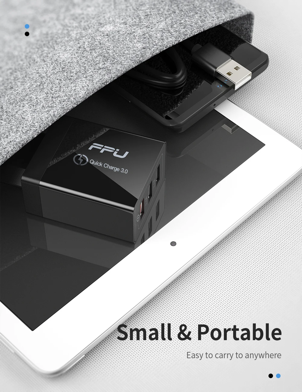 FPU 3 Port USB Charger 30W Quick Charge 3.0 2.0 Mobile Phone Charger for iPhone EU QC3.0 Fast Charger for Huawei Samsung S9+ S10