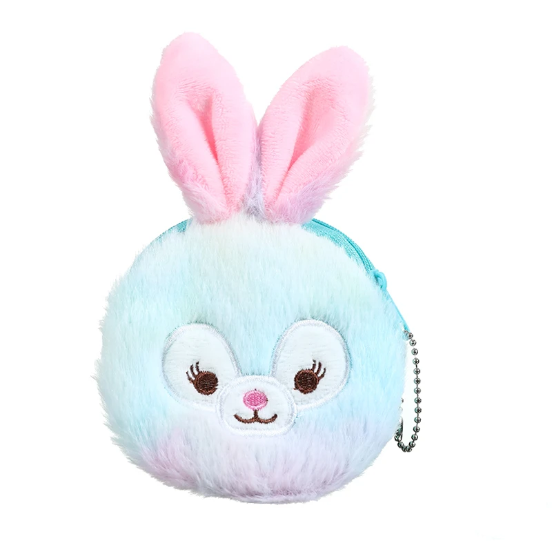 rabbit green Мультфильм Плюшевый единорог портмоне милый кот мех круг кошелек девушка клатч вышитая сумка ключ наушники Органайзер Сумка детский подарок - Цвет: rabbit green