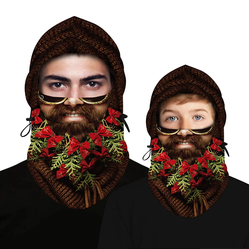 

Christmas digital printing adult children multi-function polar fleece balaclava hat headgear face mask hat scarf