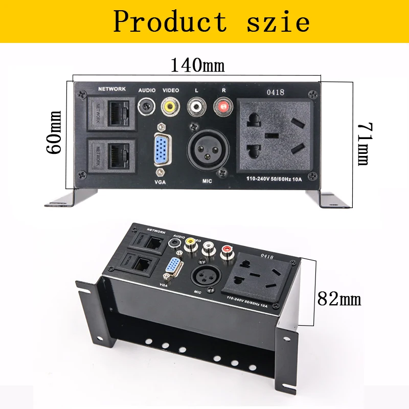 Мощная розетка Zinc Alloy Plate Power AU с двумя портами RJ45, MIC, VGA, 3,5 мм аудио-видео мультимедийной информации.