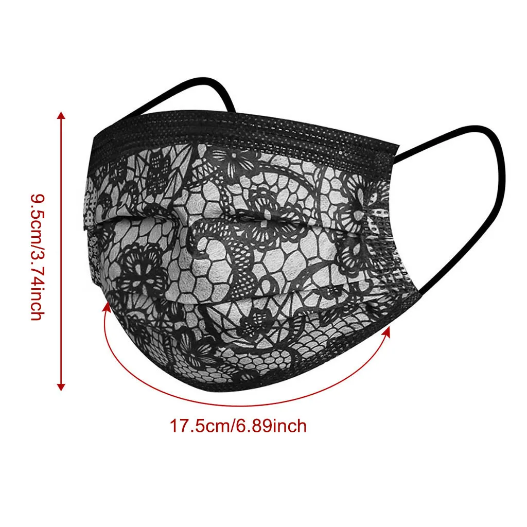10 шт. одноразовая маска для лица модная кружевная защитная рта взрослых