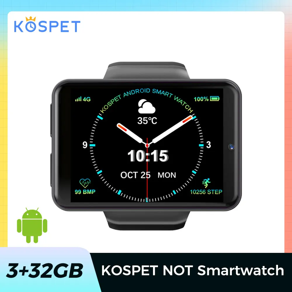 

KOSPET NOTE 4G Android Smart Watch For Men 3+32GB Face ID 2000mAh Bluetooth Watch Phone Camera Smartwatch 2020 GPS For Xiaomi