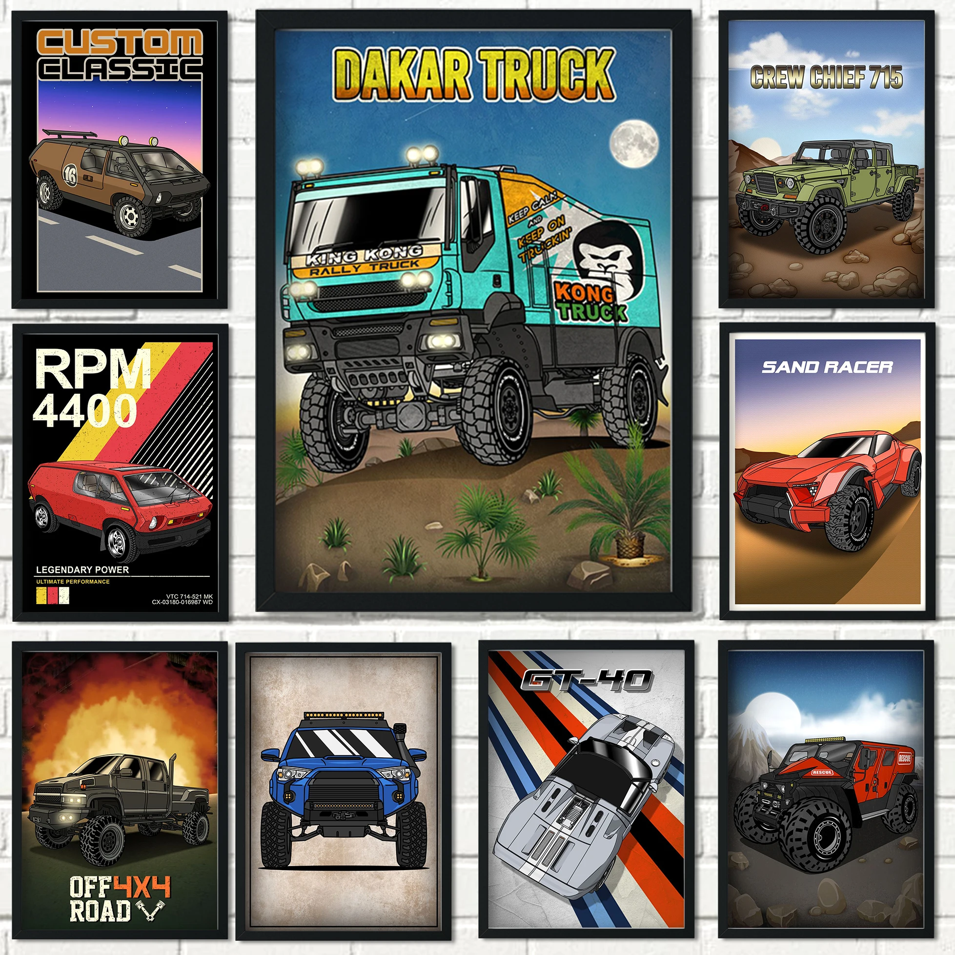 Плакат на стену с изображением грузовика и скоростного самолета | Дом сад