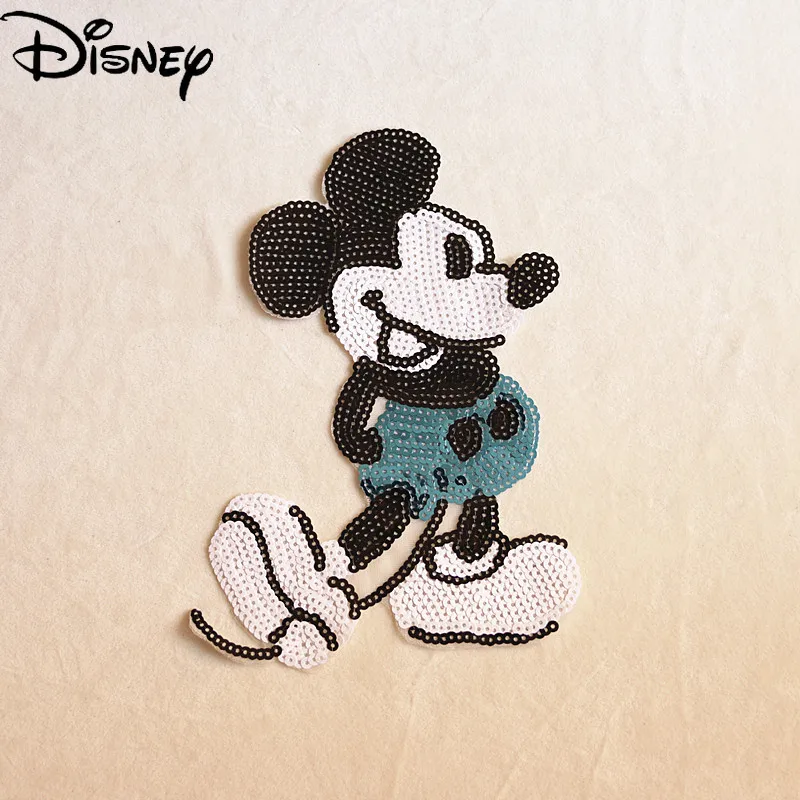 

Disney Cute Cartoon Mickey Patch Sticker Simple Sequin Fashion Embroidered Clothing Accessories Patch Cloth Sticker
