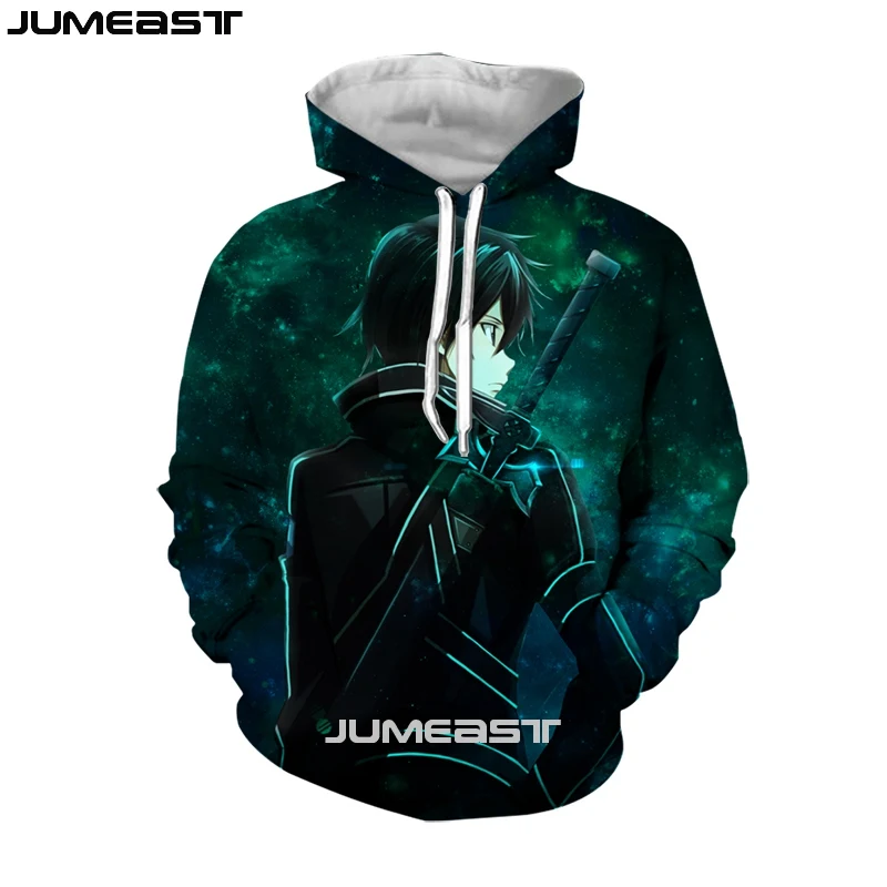 Jumeast Мужская Женская 3D Толстовка меч искусство онлайн большие пальто уличная